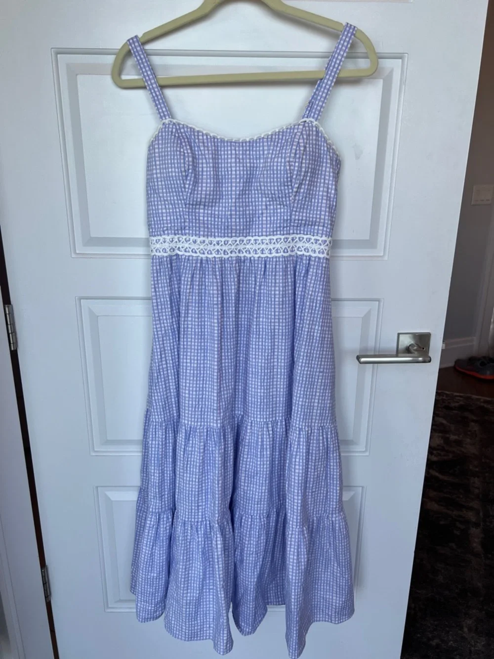 Lilly Pulitzer Olivet Stretch Midi Dress in Light Lilac Verbena Gingham size 6 - Picture 2 of 10